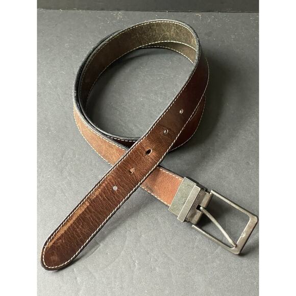 Mens Genuine Leather Belt Brown 40” Western Casual Workwear Rodeo Distressed - Picture 4 of 5
